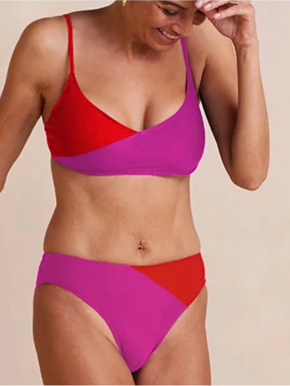 🫟 Summersalt - NWT Marina Bikini Top • Hibiscus & Grapefruit, Sz 8